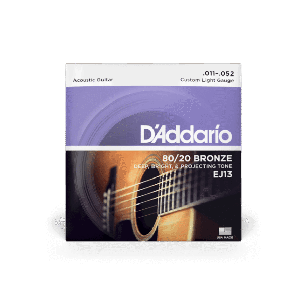 D'Addario EJ13 80/20 Bronze Acoustic Guitar Strings - .011-.052 Custom Light