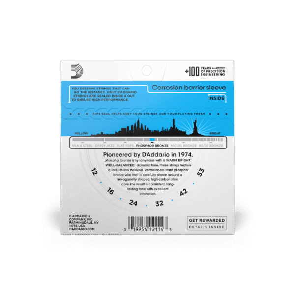 D'Addario EJ16 Phosphor Bronze Acoustic Guitar Strings - .012-.053 Light - Image 2