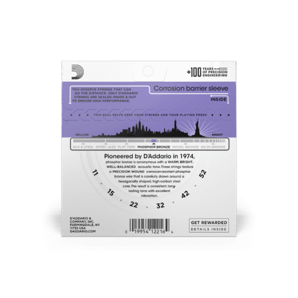 D'Addario EJ26 Phosphor Bronze Acoustic Guitar Strings - .011-.052 Custom Light - Image 2