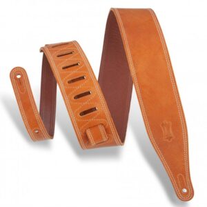 Levy's M17BDS-TAN Butter Double Stitch 2.5-inch Wide Garment Leather Guitar Strap