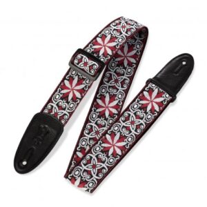 Levy's M8HT 2-inch Jacquard Weave '60s Hootenanny Guitar Strap - Red and White Floral