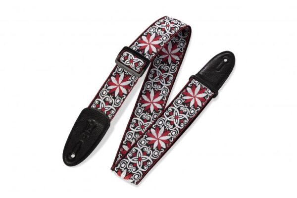 Levy's M8HT 2-inch Jacquard Weave '60s Hootenanny Guitar Strap - Red and White Floral