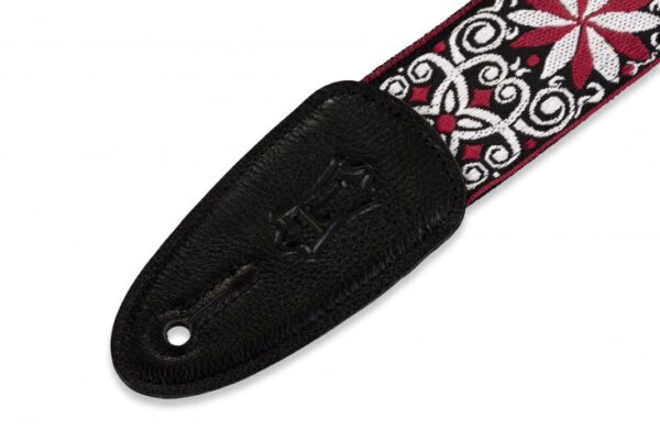 Levy's M8HT 2-inch Jacquard Weave '60s Hootenanny Guitar Strap - Red and White Floral - Image 2
