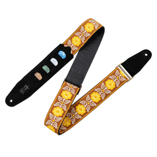 Levy's '60s Hootenanny Guitar Strap - Yellow Flower Weave