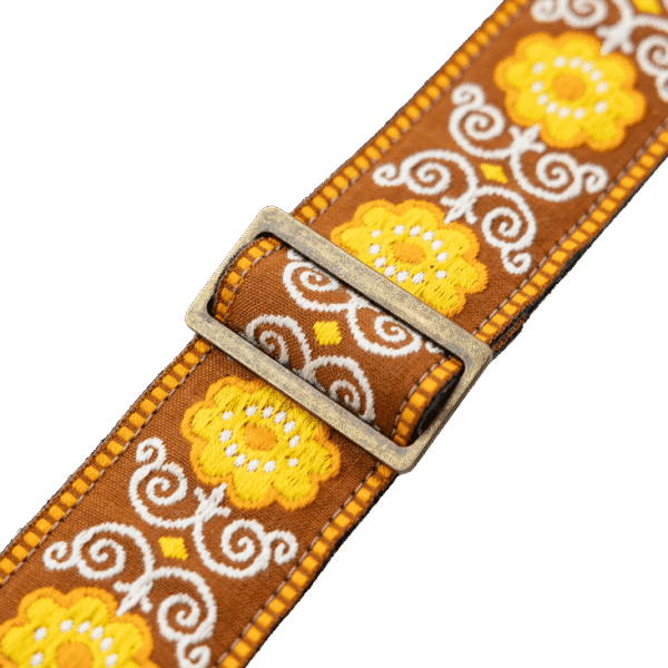 Levy's '60s Hootenanny Guitar Strap - Yellow Flower Weave - Image 4