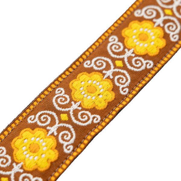 Levy's '60s Hootenanny Guitar Strap - Yellow Flower Weave - Image 5