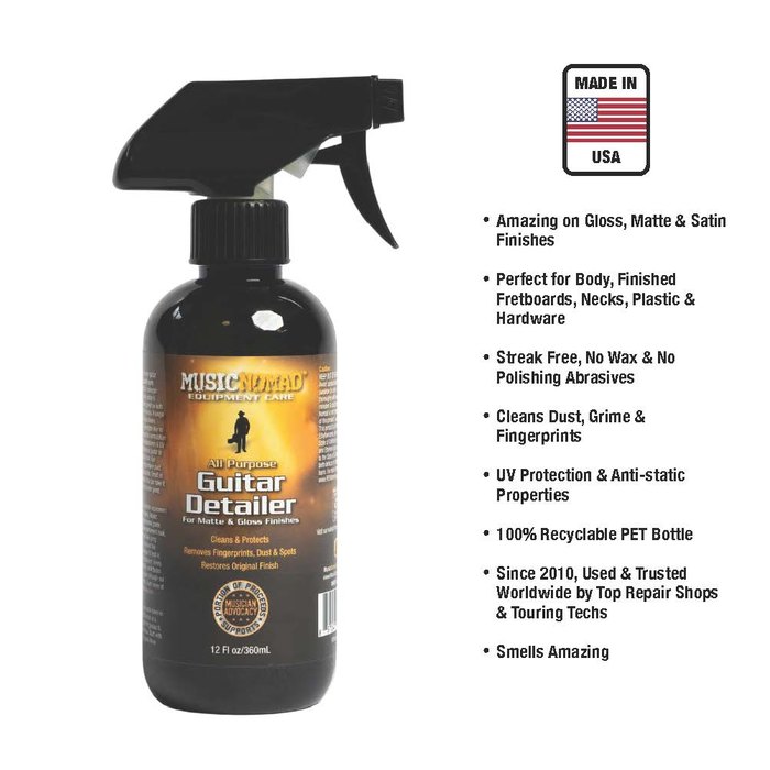 MusicNomad Guitar Detailer for Matte and Gloss Finishes - 12-oz. Bottle - Image 2
