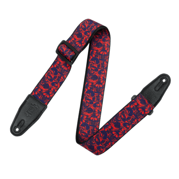 Levy's MPD2 Polyester Guitar Strap - Purple & Red Skulls