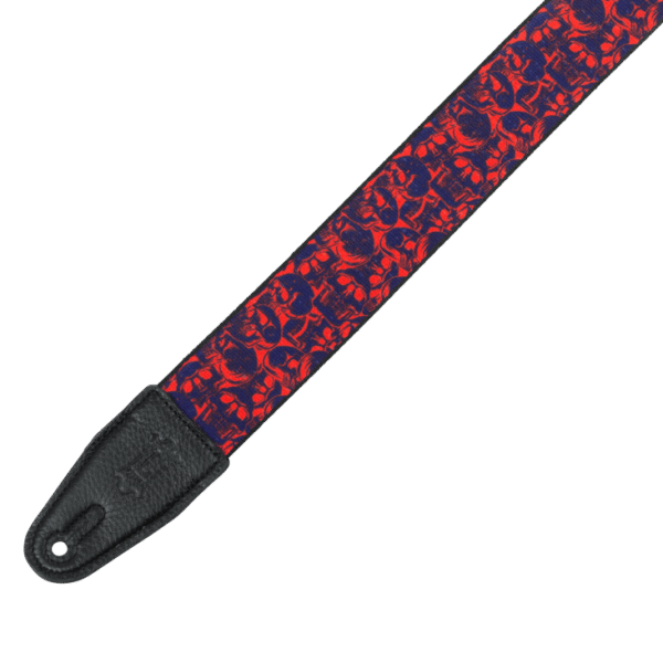 Levy's MPD2 Polyester Guitar Strap - Purple & Red Skulls - Image 2