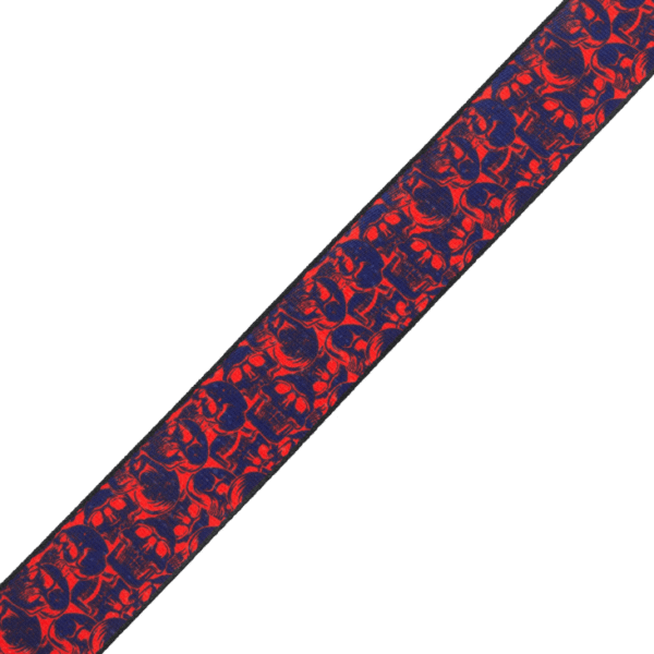 Levy's MPD2 Polyester Guitar Strap - Purple & Red Skulls - Image 3