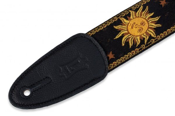Levy's MPJG '60s Sun Polyester Guitar Strap - Black/Yellow - Image 2