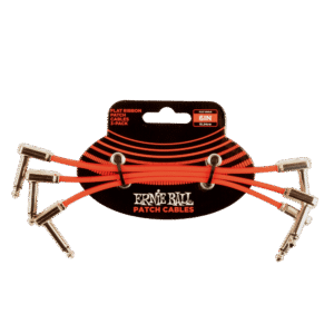 Ernie Ball P06402 Flat Ribbon Pedalboard Right Angle to Right Angle Patch Cable - 6-inch, Red (3-pack)