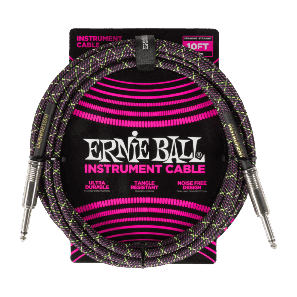 Ernie Ball EB6427 Braided Instrument Cable - 10 foot, Purple Python