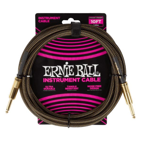 Ernie Ball Braided Instrument Cable - 10 feet, Pay Dirt