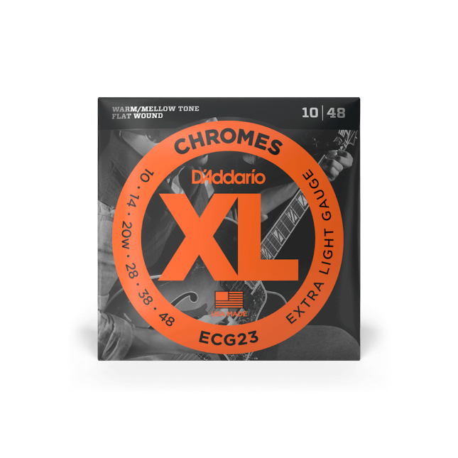 D'Addario XL Chromes Flatwound Electric Guitar Strings - .010-.048 Extra Light