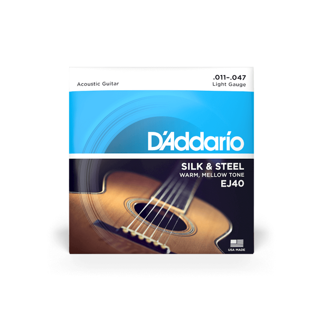 D'Addario EJ40 Silk & Steel Acoustic Guitar Strings - .011-.047 Light