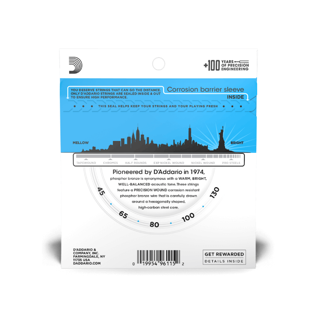 D'Addario EPBB170-5 Phosphor Bronze Acoustic Bass Guitar Strings - .045-.130 Regular Light Long Scale 5-string - Image 2