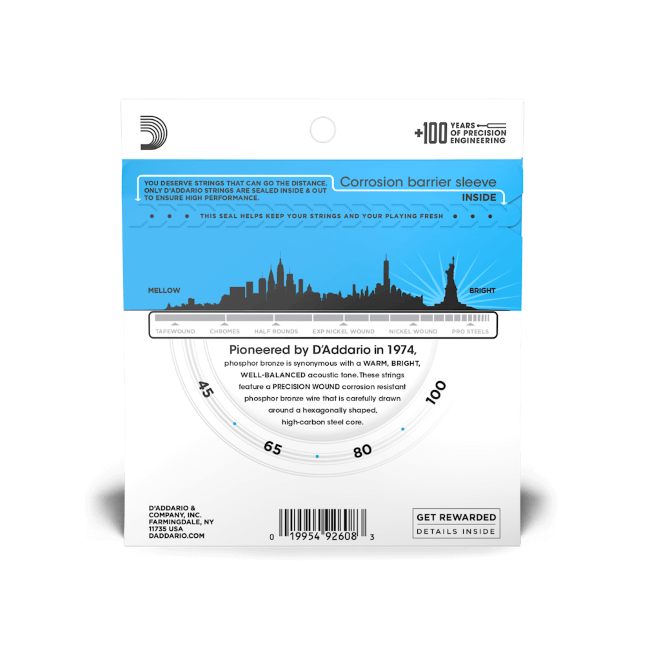 D'Addario EPBB170 Phosphor Bronze Acoustic Bass Guitar Strings - .045-.100 Regular Light Long Scale 4-string - Image 2