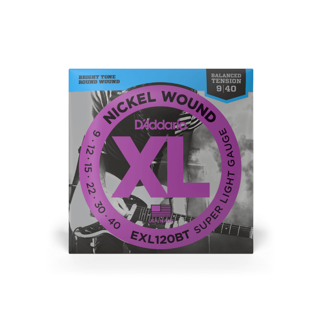 D'Addario EXL120BT XL Nickel Wound Electric Guitar Strings - .009-.040 Super Light Balanced Tension