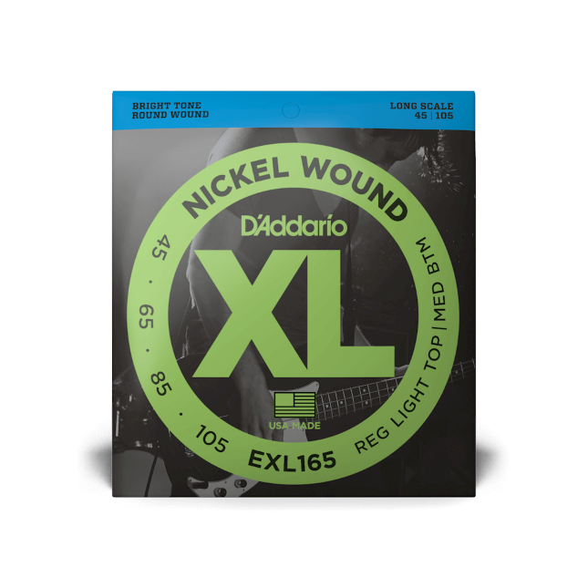 D'Addario EXL165 Nickel Wound Bass Guitar Strings - .045-.105 Regular Light Top/Medium Bottom Long Scale