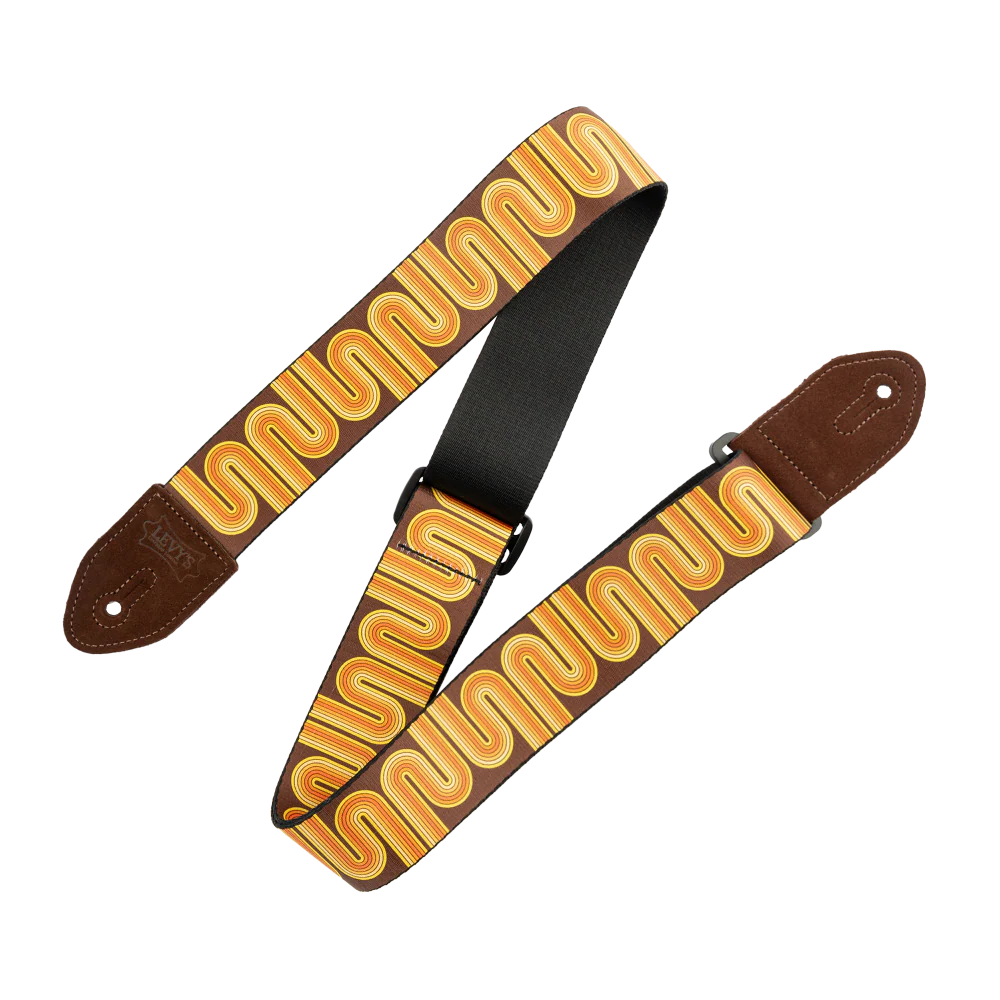 Levy's Mid Century Modern Series Guitar Strap - Brown and Orange Sunset Groove