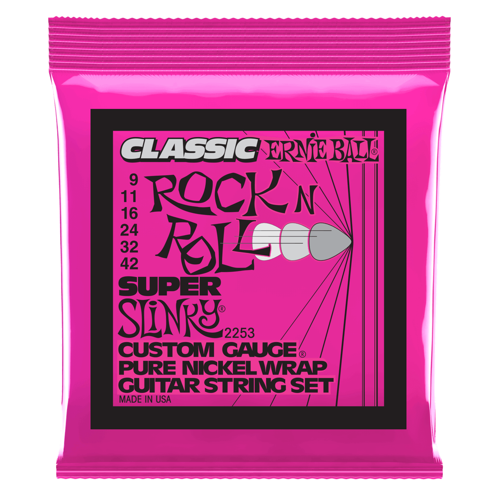 Ernie Ball 2253 Super Slinky Classic Rock N Roll Electric Guitar Strings - .009-.042