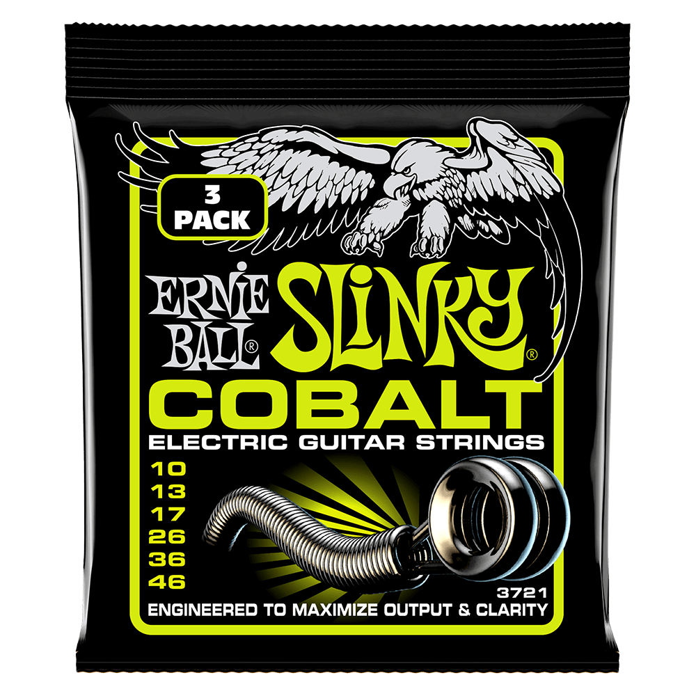 Ernie Ball 3721 Regular Slinky Cobalt Electric Guitar Strings - .010-.046 Factory 3-pack