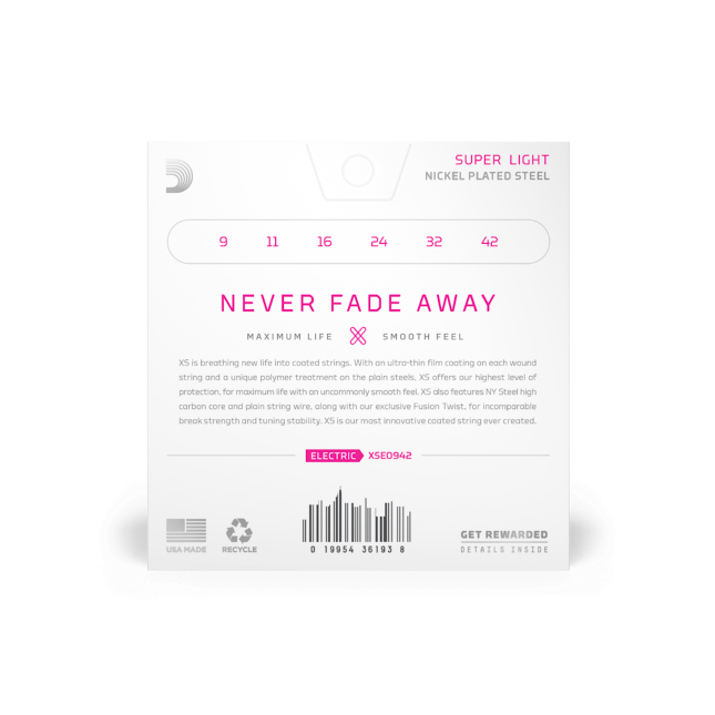 D'Addario XSE0942 XS Nickel-plated Steel Coated Electric Guitar Strings - .009-.042 Super Light - Image 2