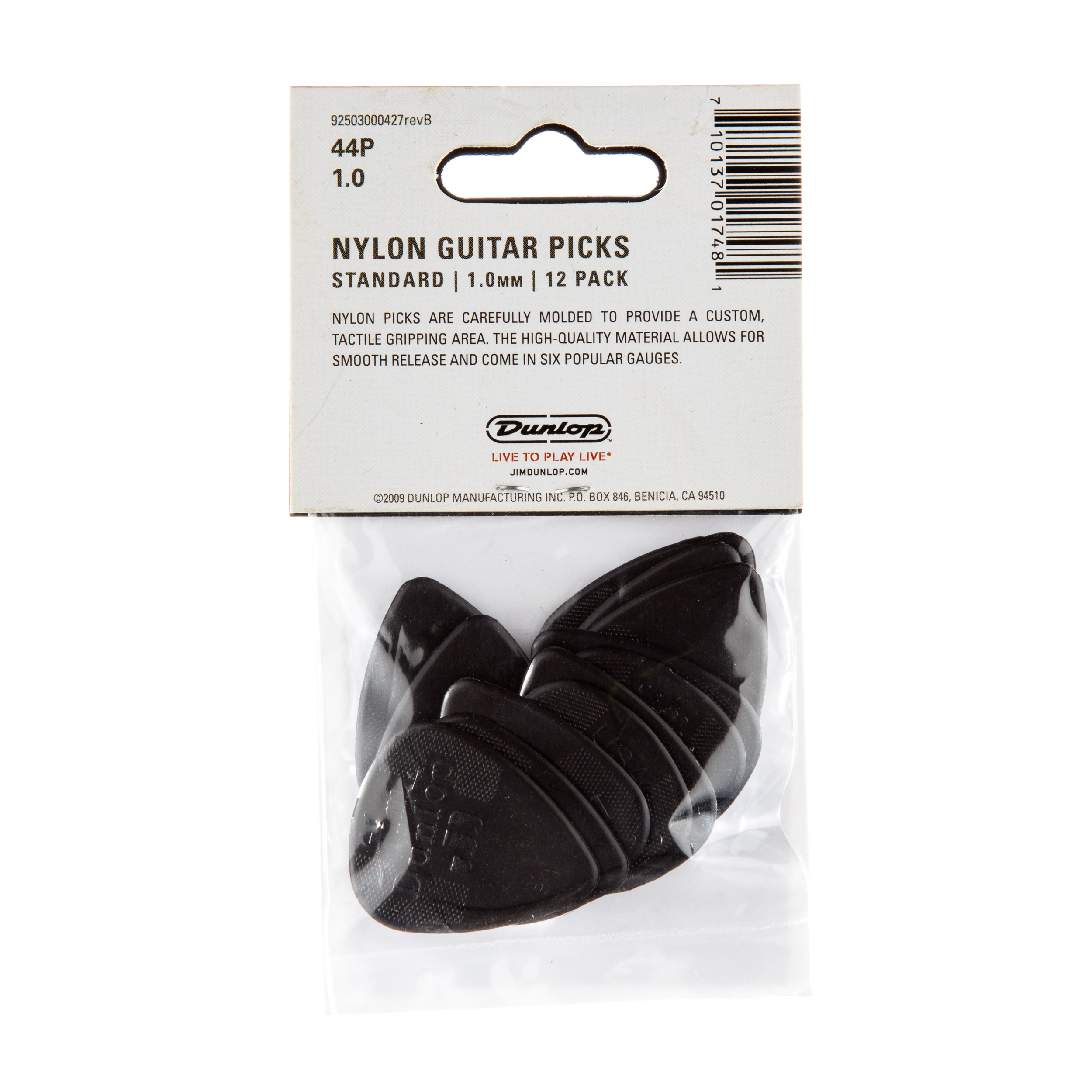 Dunlop 44P100 Nylon Standard Guitar Picks - 1.0mm Black (12-pack) - Image 4