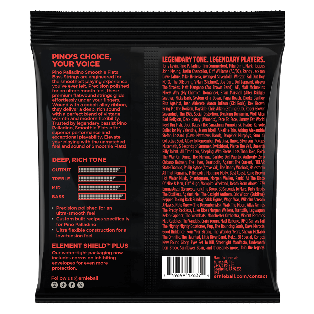 Ernie Ball Pino Palladino Signature Smoothie Flats Bass Guitar Strings - .038-.098 Extra Light - Image 2