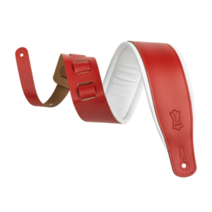 Levy's Amped Leather Series Guitar Strap - Red with White Backing