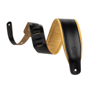 Levy's Amped Leather Series Guitar Strap - Black with Tan Suede