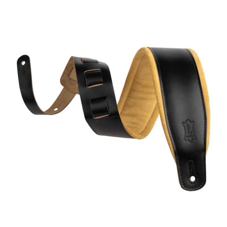 Levy's Amped Leather Series Guitar Strap - Black with Tan Suede