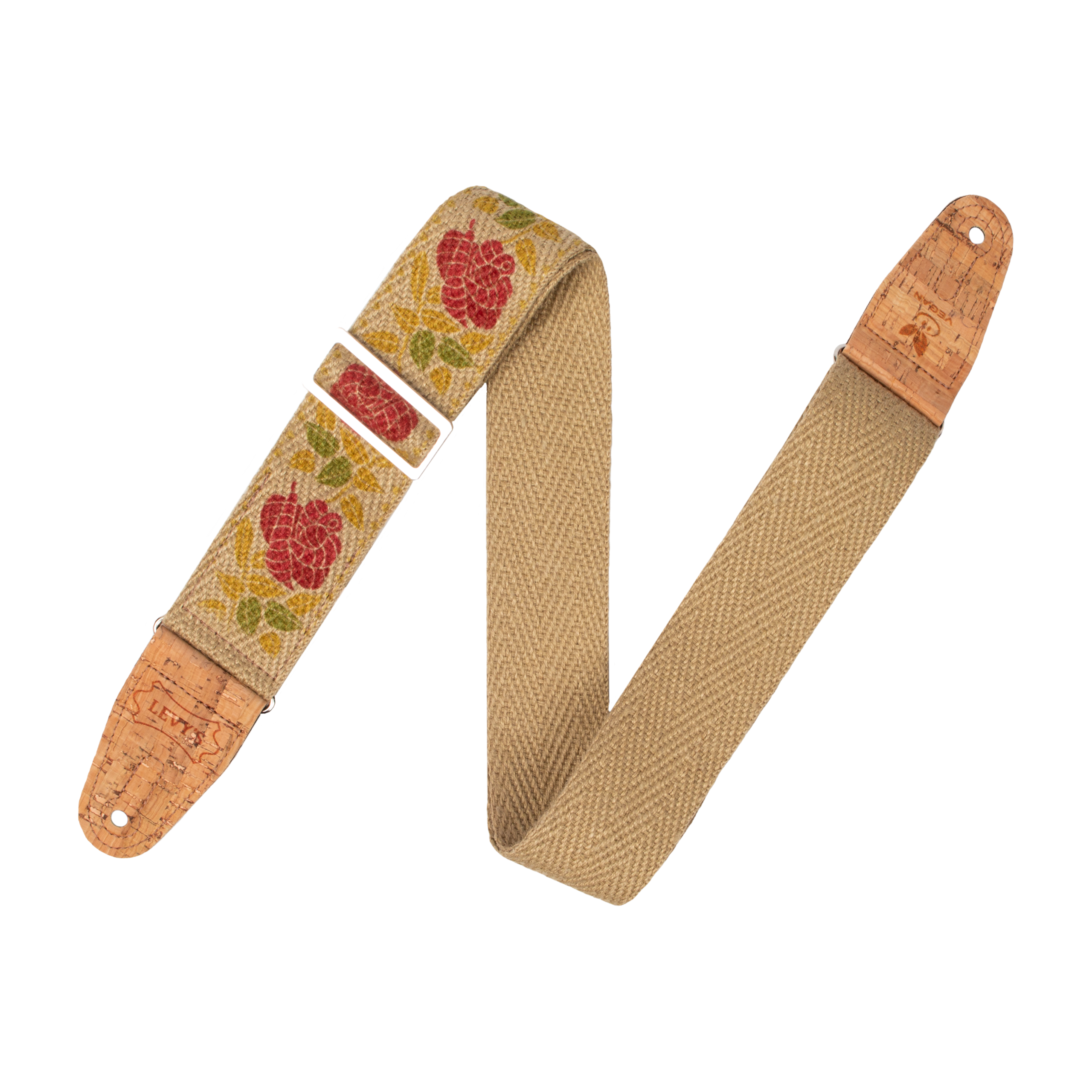 Levy's MH8P-009 Hemp Guitar Strap - Pink And Red Rose Motif
