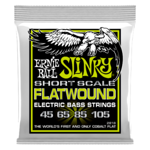 Ernie Ball 2818 Regular Slinky Flatwound Electric Bass Guitar Strings - .045-.105 Short Scale