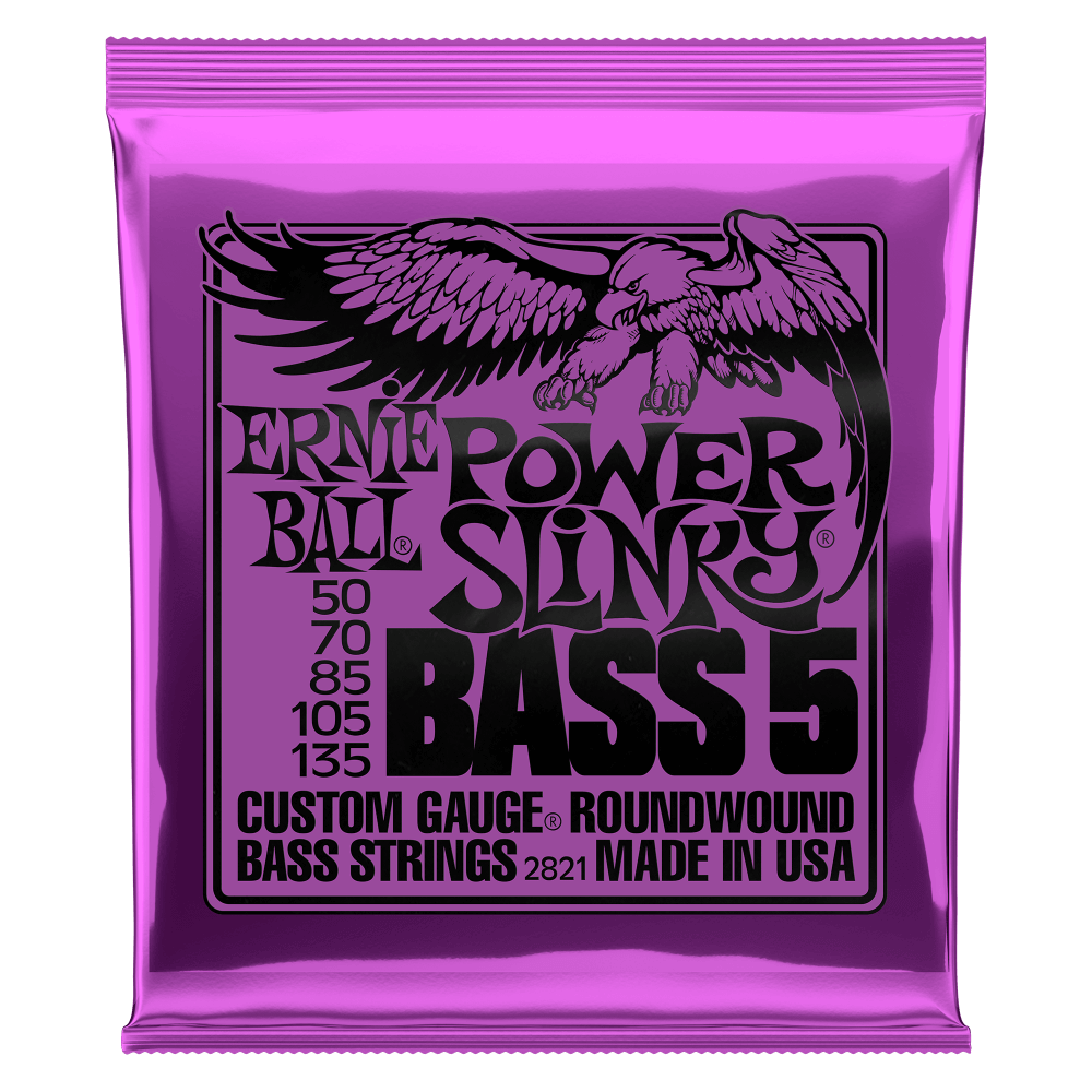 Ernie Ball 2821 Power Slinky Nickel Wound Electric Bass Guitar Strings - .050-.135 5-string