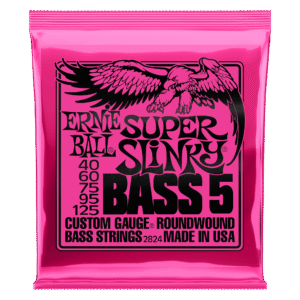 Ernie Ball 2824 Super Slinky Nickel Wound Electric Bass Guitar Strings - .040-.125 5-string