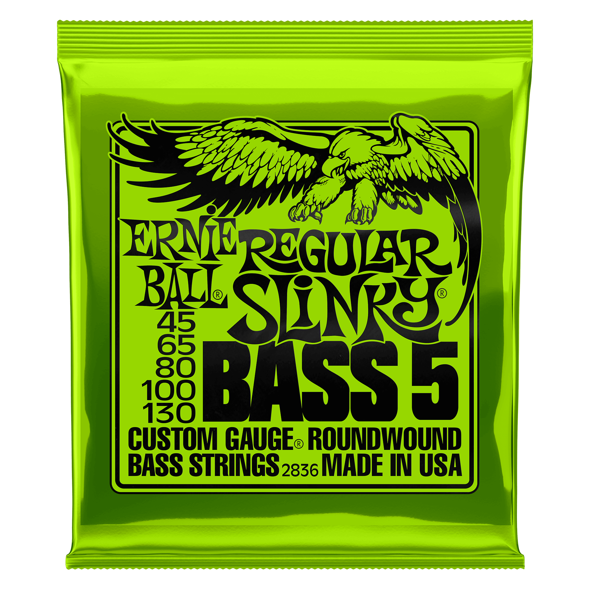 Ernie Ball 2836 Regular Slinky Nickel Wound Electric Bass Guitar Strings - .045-.130 5-string