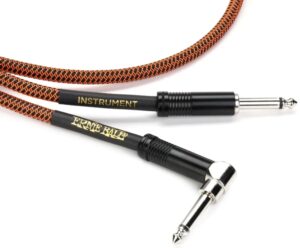 Ernie Ball Braided Straight to Right Angle Instrument Cable - 18 feet, Pumpkin Pie