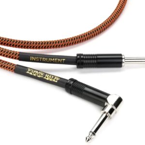 Ernie Ball Braided Straight to Right Angle Instrument Cable - 18 feet, Pumpkin Pie