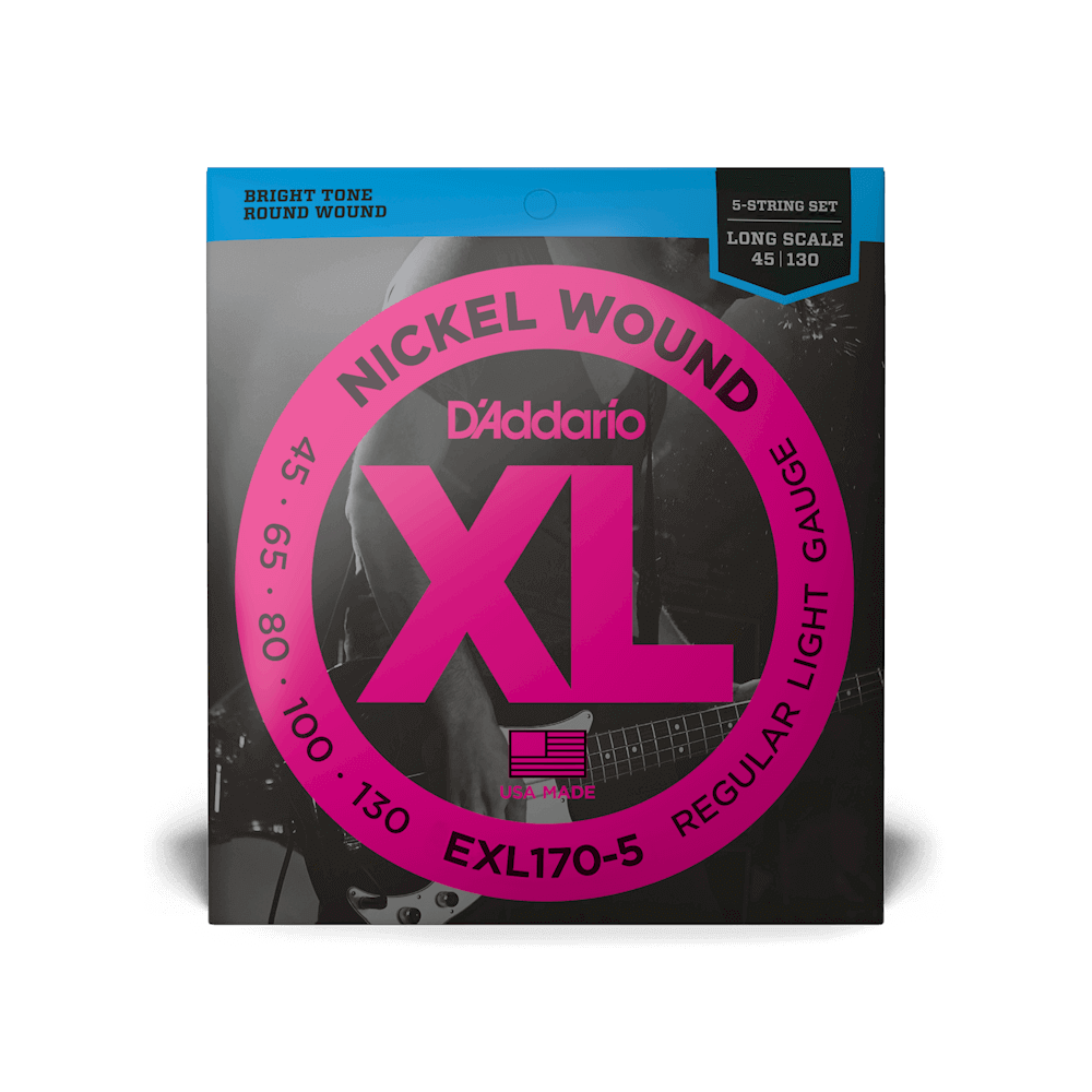 D'Addario EXL170-5 Nickel Wound Bass Guitar Strings - .045-.130 Regular Light, Long Scale, 5-string
