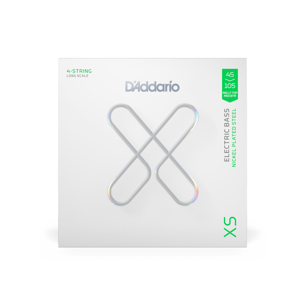 D'Addario XSB45105 XS Nickel Electric Bass Guitar Strings - .045-.105 Light Top/Medium Botto