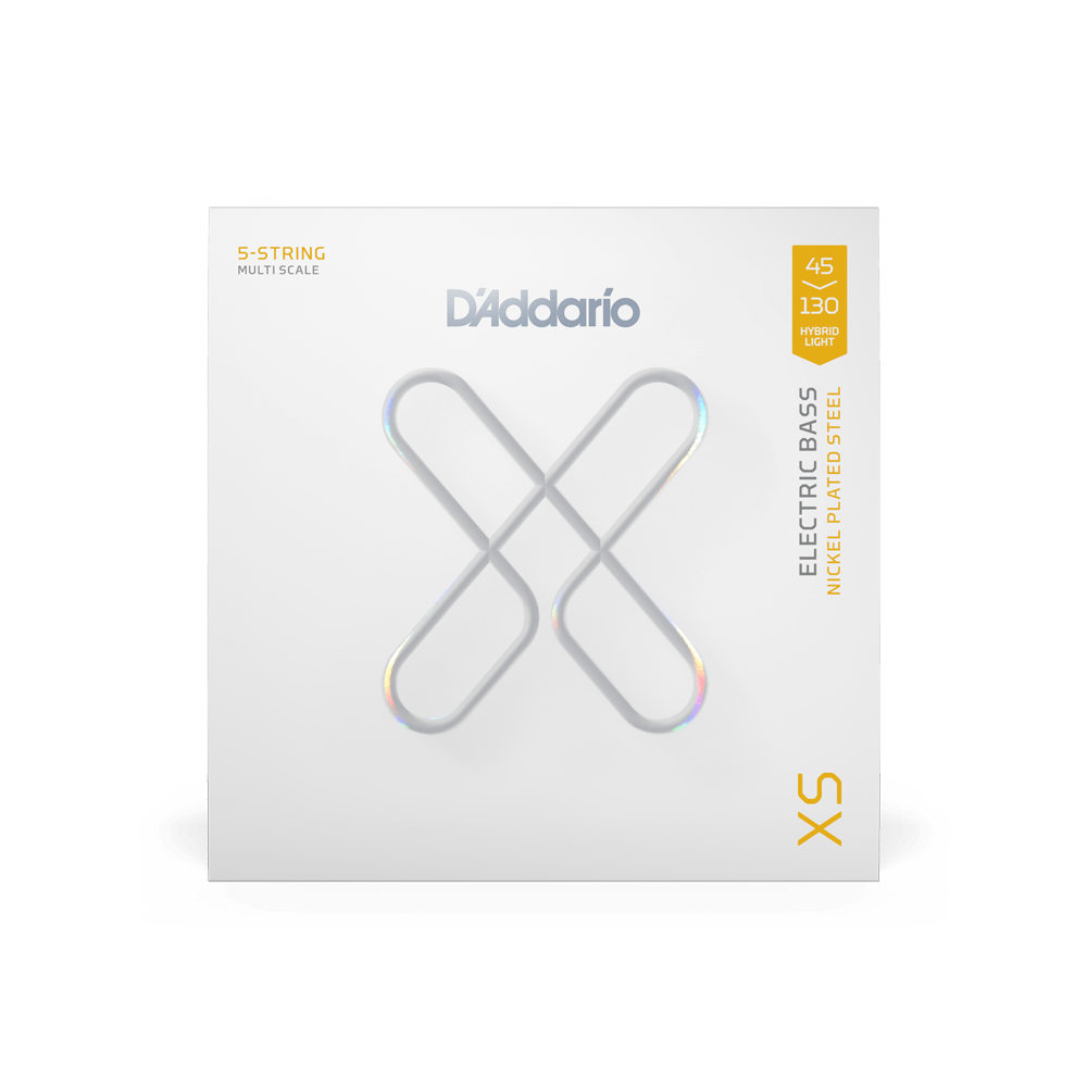 D'Addario XSB45130MS XS Nickel 5-string Electric Bass Guitar Strings - .045-.130 Hybrid Light