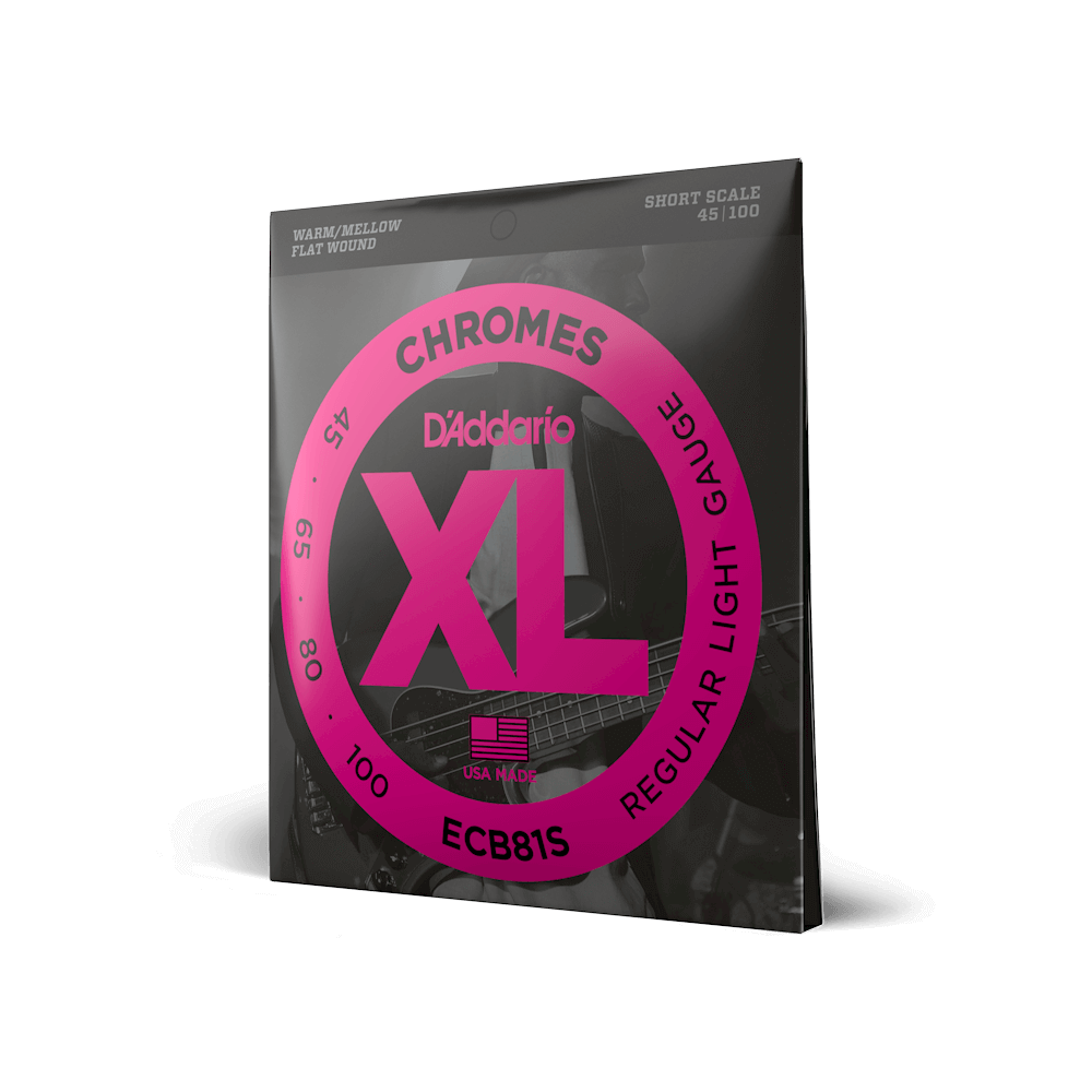 D'Addario XL Chromes Flatwound Bass Guitar Strings -.045-.100 Regular Light, Short Scale - Image 3