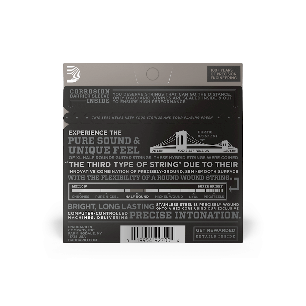 D'Addario EHR310 XL Half-Rounds Electric Guitar Strings - .010-.046 Regular Light - Image 2