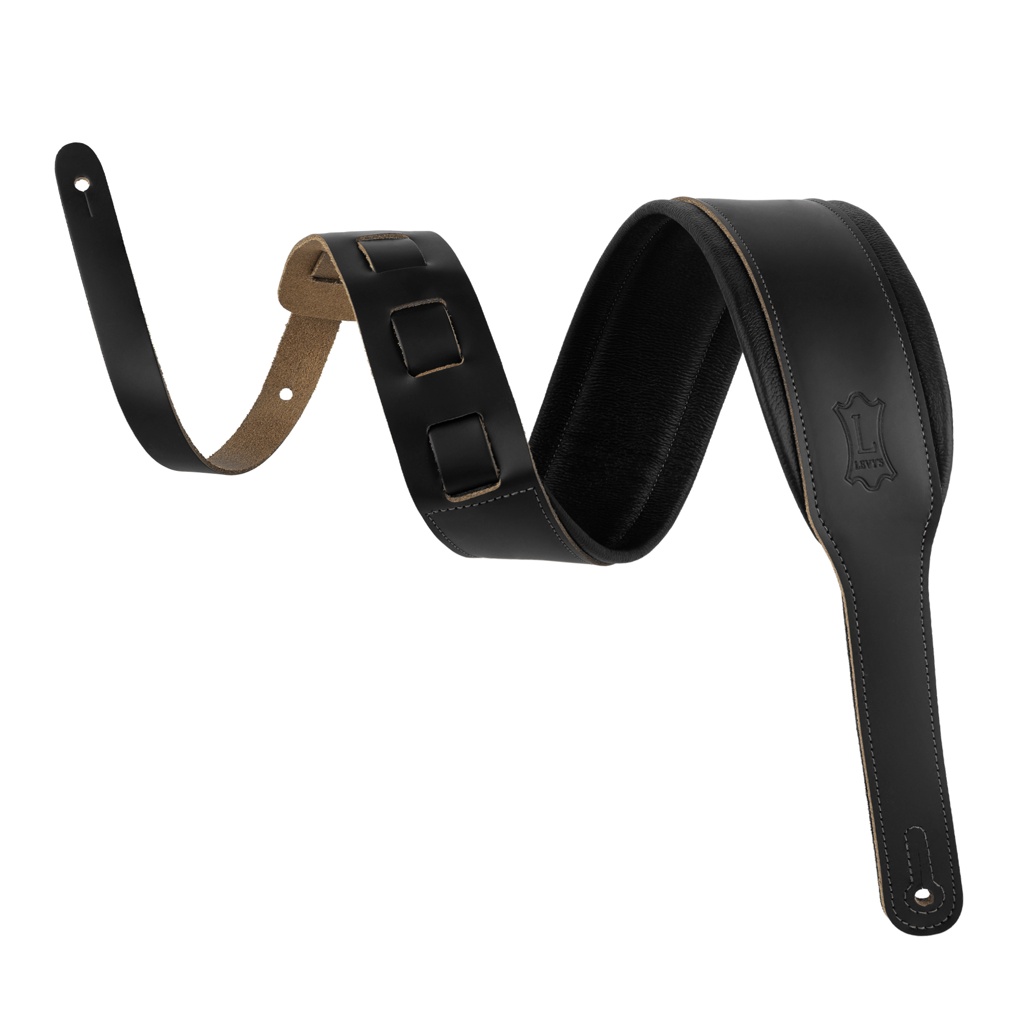 Levy's Amped Leather Series Acoustic Guitar Strap - Black