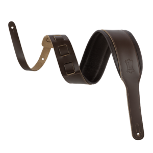 Levy's Amped Leather Series Acoustic Guitar Strap - Dark Brown