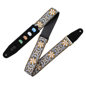 Levy's '60s Hootenanny Guitar Strap - Brown and White Weave