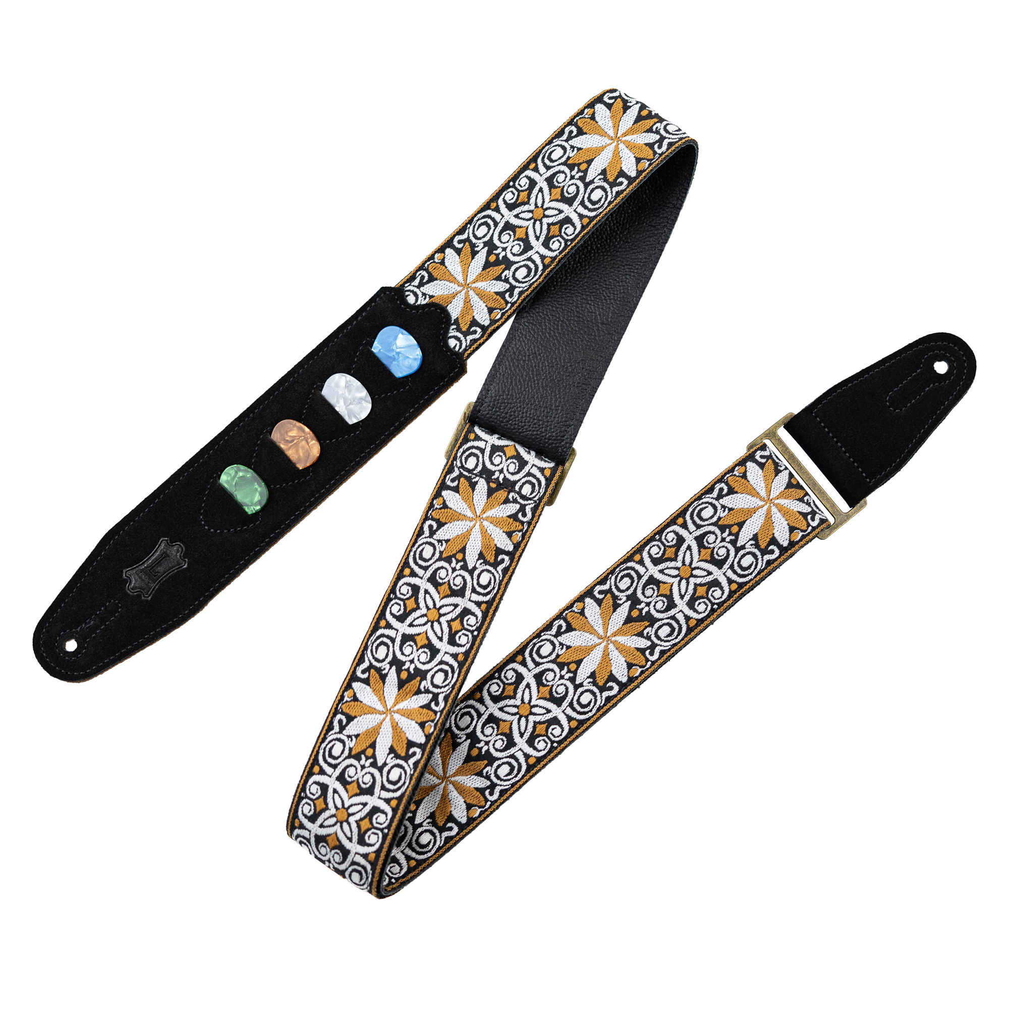 Levy's '60s Hootenanny Guitar Strap - Brown and White Weave