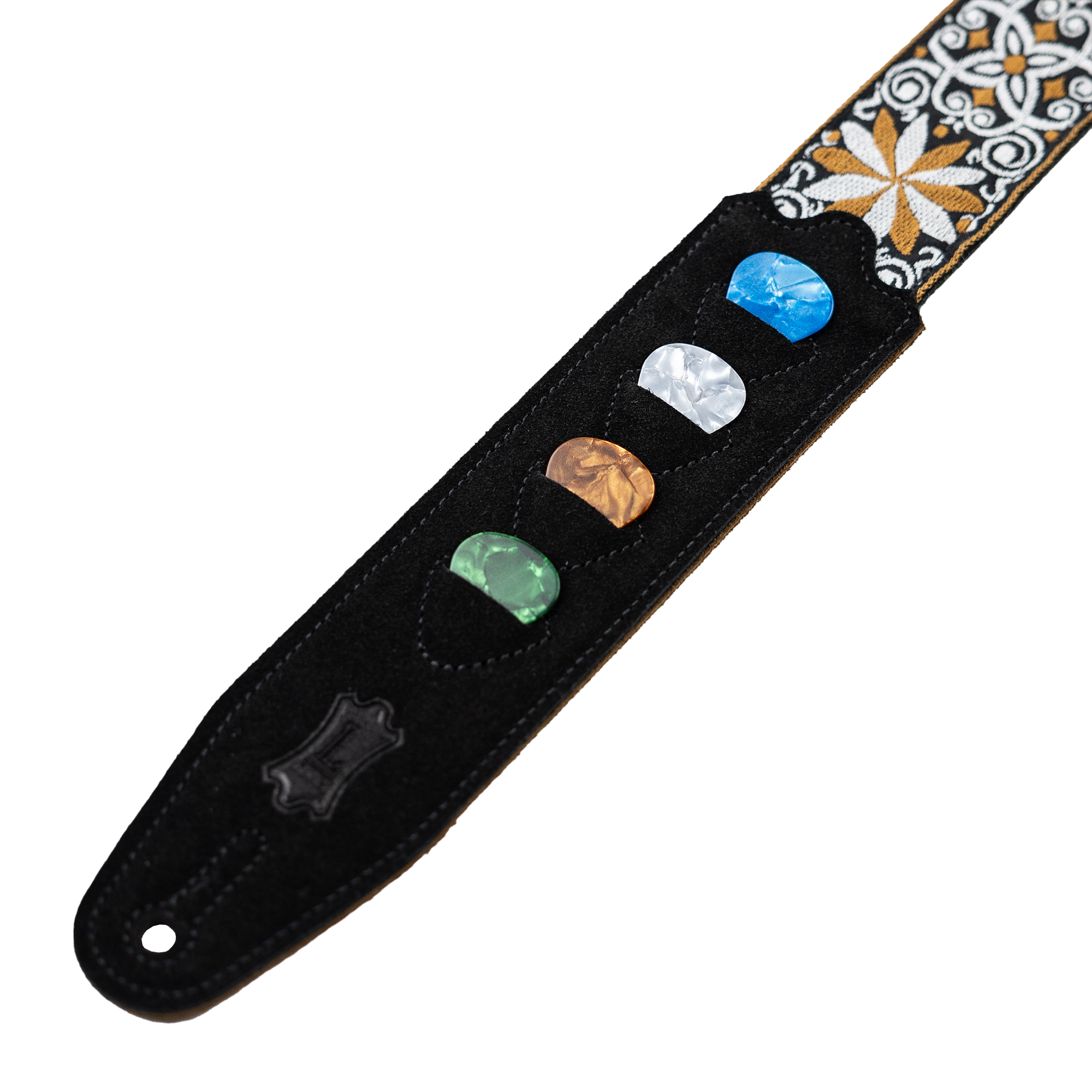 Levy's '60s Hootenanny Guitar Strap - Brown and White Weave - Image 4